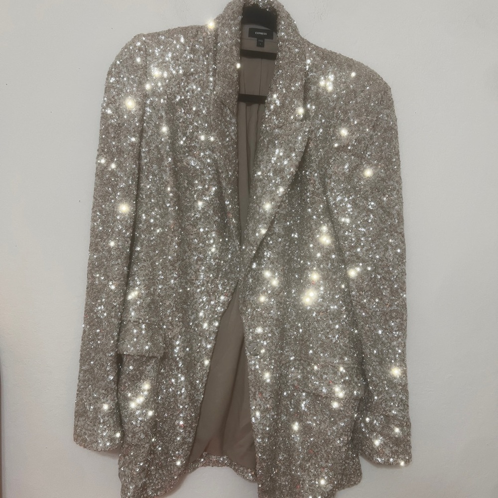 Express Silver Sequin Blazer